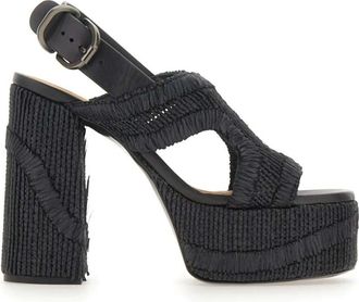 Castaner Francina Sandalen - Dames - Sandalen met hakken - Zwart - 40 EU - Leer - Schoenen