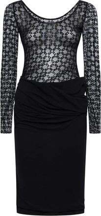Givenchy Jurk met lange mouwen en gedrapeerd effect - Dames - Casual kleedjes - Zwart - XS - Kleedjes