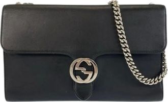 Gucci Pre-owned Cross Body Bags, female, Black, Size: ONE SIZE Pre-owned Vintage Leather Cross Body Bag