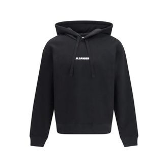 Jil Sander Cotton Logo-Detail Hoodie - Heren - Sweatshirts & Hoodies - Zwart - Maat: L Katoen
