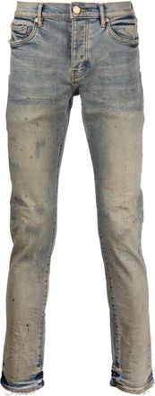 Purple Dirty Oil Repair Jeans - Heren - Slim Fit Jeans - Blauw - W34 - Katoen - Jeans