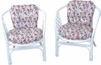 HOME AFFAIRE Rattanstuhl »Rattansessel« () 2erSet aus Rattan mit Kissenauflage, im Röschendessin, Breite 66 cm