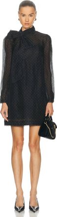 Zimmermann Dream Bow Mini Dress In Black Dot