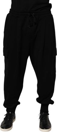 Dolce & Gabbana Black Cotton Blend Cargo Joggers Drawstring Mens Pants (Pre-Owned)