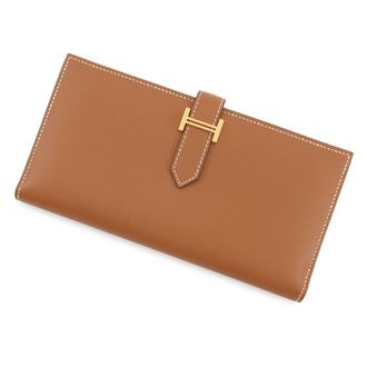 Herm&egrave;s Beige Gold Leather Wallet (Bi-Fold) (Pre-Owned)