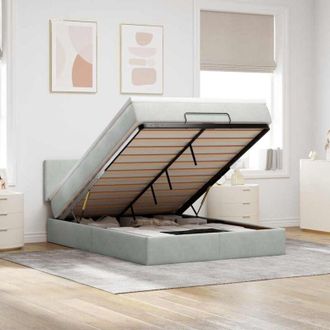vidaXL Vidaxl - Estructura Cama Otomana Con Colch&oacute;n Gris Claro 140x200cm