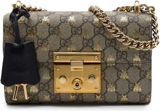 Gucci Pre-owned Gucci Small GG Supreme Bee Padlock Crossbody Ladies GYVKXO5MFN2M15V7