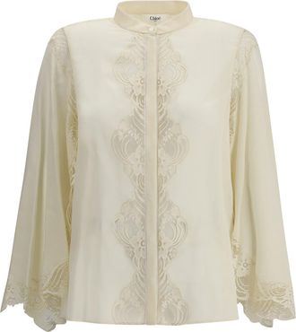 Chloé Silk Georgette And Lace Blouse