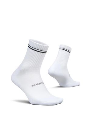 Feetures High Performance Max Cushion Quarter Tall Sock MoistureWicking Athletic Socks in Black Stripe at Nordstrom, Size Medium