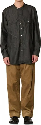 Engineered Garments Banded Collar Denim Shirt In Noir