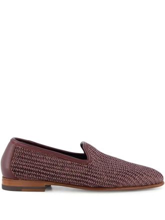 Manolo Blahnik raffia loafers - men - Calf Leather/Calf Leather/Leather/Raffia - 7 - Red