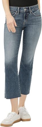Silver Jeans Co Suki Curvy Raw Hem Mid Rise Kick Flare Jeans in Glory at Nordstrom, Size 24 26