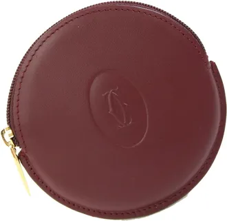 Cartier Bordeaux Leather Coin Purse/Coin Case (Pre-Owned)