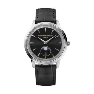 Frederique Constant Moneta Moonphase - Dames - Horloges - Zwart - ONE Size - Leer - Accessoires
