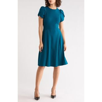 Calvin Klein Tulip Sleeve Midi Dress in Cypress at Nordstrom Rack, Size 10