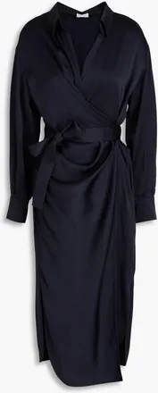 Brunello Cucinelli Deep Ocean Wrap Dress, Size Medium