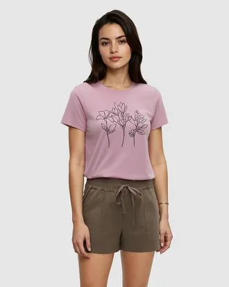 tentree Summer Flora T-Shirt in Pink Sand/meteorite Black at Nordstrom, Size X-Large