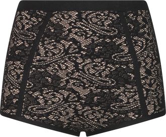 Elisabetta Franchi Gebreide short met kanten effect en hoge taille - Dames - Korte broeken - Zwart - Maat: M