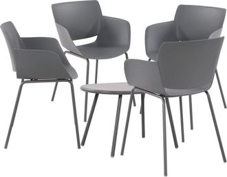 Clp Clp - Grupo De Asientos Velvena Gris Oscuro 4 Sillas