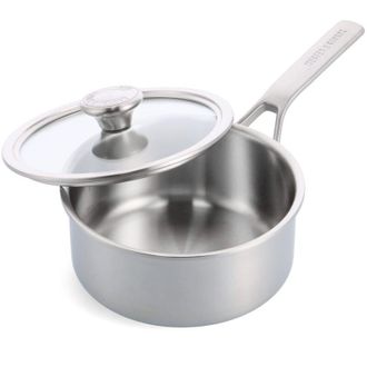 None Merten & Storck Tri-Ply Pentola a tre strati in acciaio inox per induzione da 16 cm/1.5 litri con coperchio, multiaderente, sicura per il forno