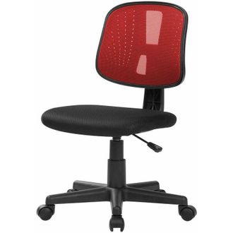 Dmora Silla de oficina Dlazeti, Silla de oficina operativa, Asiento de oficina ergonómico, 49x43h81/93 cm, Negro y rojo - Dmora