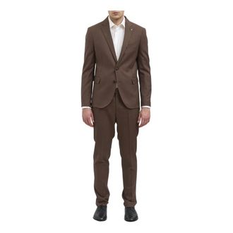 Daniele Alessandrini Single Breasted Suits, male, Brown, Size: XL Abito Monopetto