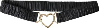 Dolce & Gabbana Womens Black Leather Gold Heart Metal Buckle Belt Calf