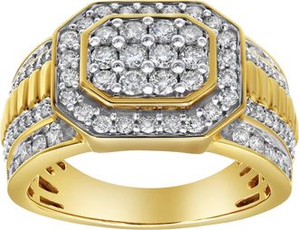 LuvMyJewelry Hexonic 14K Yellow Gold Diamond Men Statement Ring - 1.50ct
