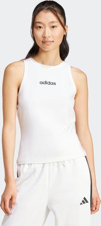 adidas Tanktop ADIDAS SPORTSWEAR ESSENTIALS LINEAR SLIM COTTON, Damen, Gr. XXL, schwarz-weiss (wei&szlig;, schwarz), Obermaterial: 93% Baumwolle, 7% Elasthan, Rund