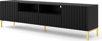 AKL FURNITURE Mueble para TV efecto madera Negro