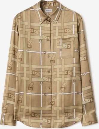 Burberry Regular Fit Belt Check Viscose Shirt