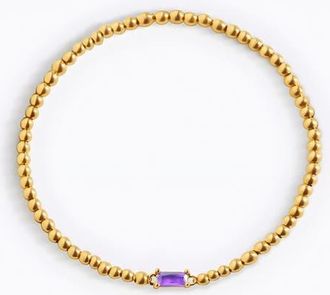 Mint & Lily Gold Beaded Birthstone Bracelet in June Alexandrite at Nordstrom, Size 7.5