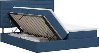 vidaXL Cama Con Almacenamiento Con Cabecera Azul 180 X 200 Cm Tela Vidaxl