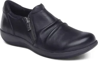 Aetrex Womens Katie Side Zip Slip On Shoes - Wide Width In Black