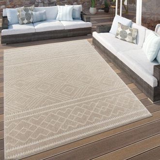 Paco Home Paco Home - Alfombra Salon Cocina Terraza Nordica Boho Chic Dibujo Geometrico Beige &Oslash; 200 Cm Redon