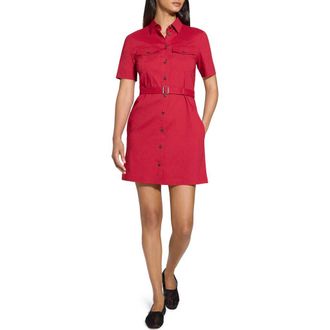Theory Short Sleeve Belted Shirtdress in Cherry at Nordstrom Rack, Size 16