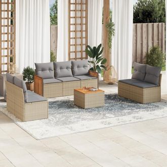 vidaXL Vidaxl - Juego De Sof&aacute;s De Jard&iacute;n Con Cojines Beige 8 Pzas Rat&aacute;n Pe