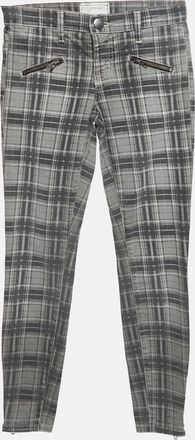 Current Elliott Grey Plaid Cotton Soho Zip Stiletto Pants S Waist