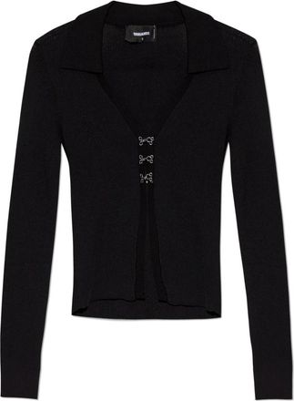 Dsquared2 Geribbelde cardigan - Dames - Vesten - Zwart - M - Katoen - Truien & Vesten
