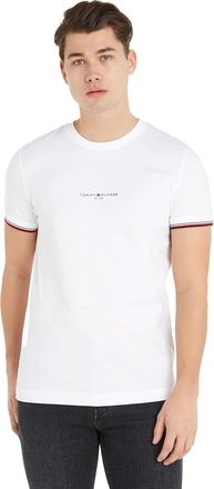 Tommy Hilfiger Mens Short Sleeve Round Neck Logo Tipped T-Shirt, White (White), 3XL
