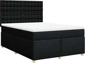 vidaXL Cama Box Spring Con Colch&oacute;n Tela Negro 140x190 Cm Vidaxl