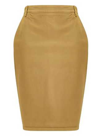 Saint Laurent rear-slit cotton midi skirt - women - Cotton - 25 - Yellow