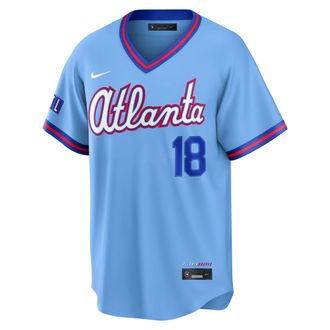 Nike Mike Yastrzemski Atlanta Braves City Connect Nike Mens MLB Stadium Jersey in Blue | RE260H0LAW9-PKX