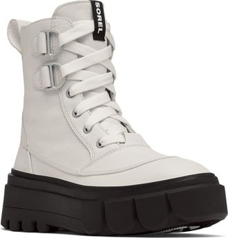 Sorel Caribou X Waterproof Leather Lace-Up Boot in Sea Salt/Black at Nordstrom Rack, Size 10.5