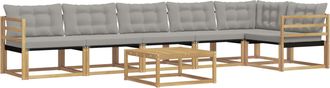 vidaXL Conjunto De Sof&aacute;s De Exterior 7 Uds. Blanco Y Gris Claro Vidaxl