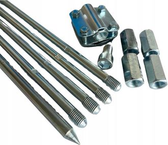 OEM Conjunto De Puesta A Tierra Para Rayo 5mb (5x1m) M16 + Conector De Acero Galvanizado + Herramienta De Fabricaci&oacute;n