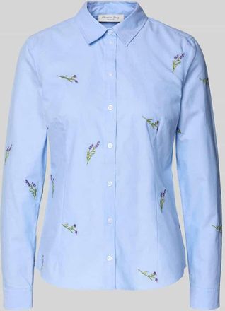 Christian Berg Hemdbluse mit Motiv-Stitchings in Blau, Gr&ouml;&szlig;e 34