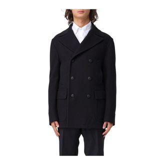 Tagliatore Double-Breasted Coats, male, Blue, XL, Pea Coat Double Breasted Wool