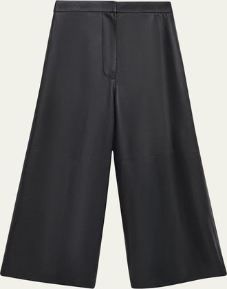 Loewe Leather Wide-Leg Cropped Trousers