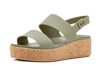 Crocs Brooklyn Cork Low Wedge Womens Sandals Cargo : 10 M, Synthetic